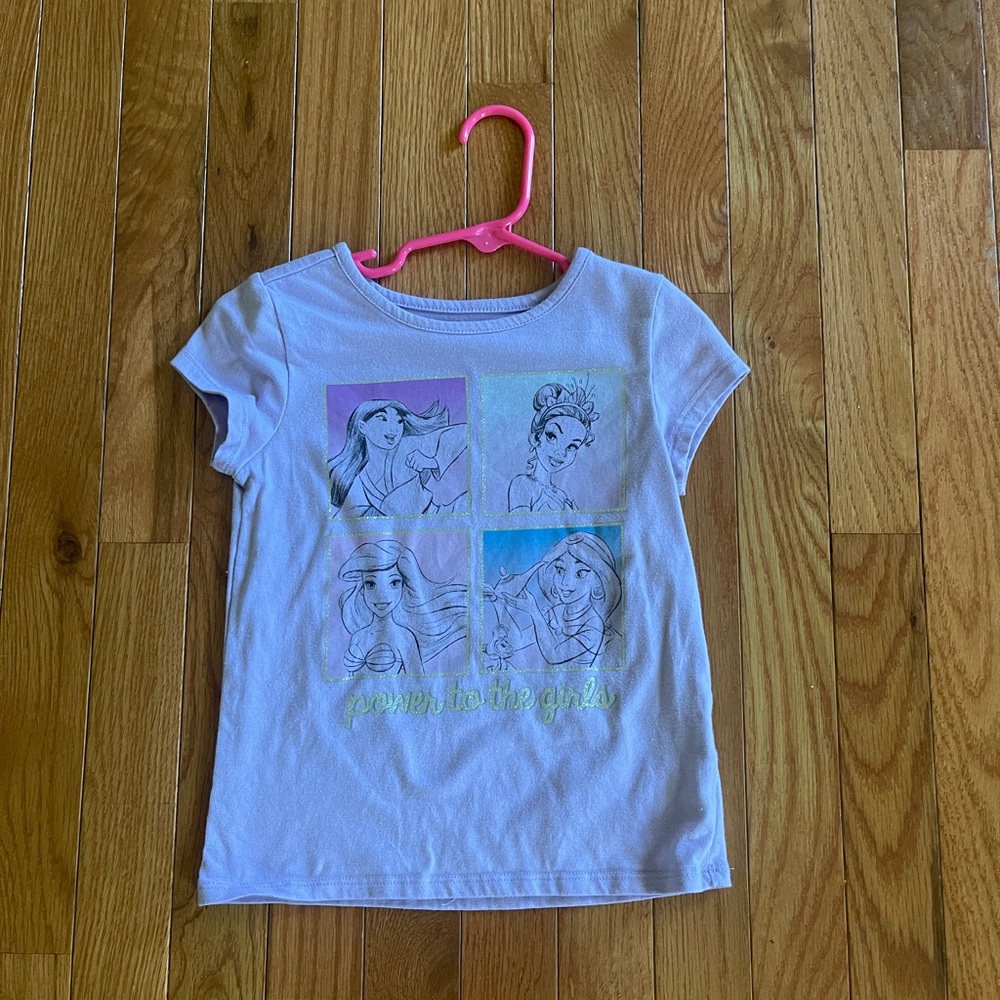 Disney White Short Sleeve Tee with Pastel Print 4T